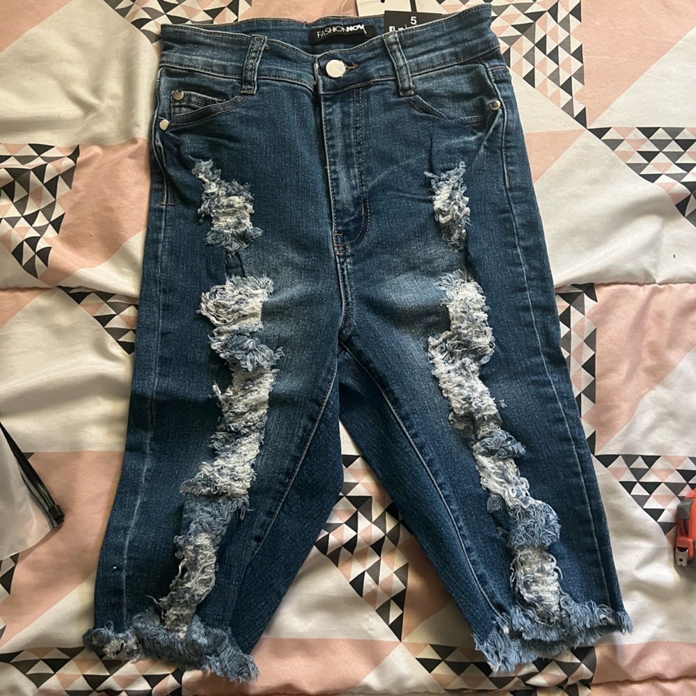 Denim pants shorts